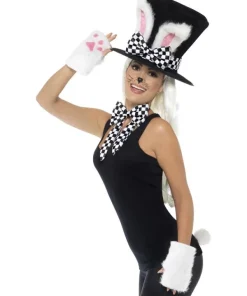 Smiffys Kit Lapin Noir Et Blanc (haut De Forme Avec Oreilles De Lapin, Gants, Noeud-papillon Et Queue) -Halloween Soldes Boutique kit lapin noir et blanc haut de forme avec oreilles de lapin gants noeud papillon et queue 2