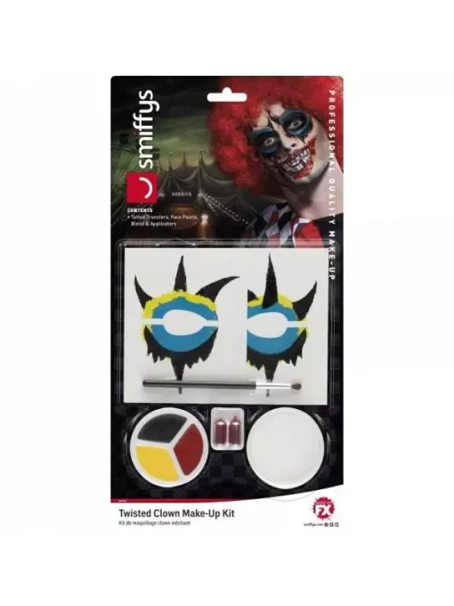 Smiffys Kit Maquillage Clown De La Mort (tatouage Visage, Peinture, Sangs Et Applicateurs) -Halloween Soldes Boutique kit maquillage clown de la mort tatouage visage peinture sangs et applicateurs