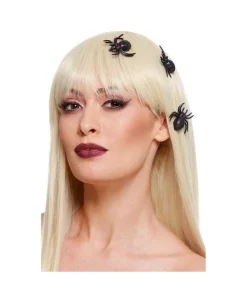 Smiffys Lot De 3 Pinces à cheveux Araignées Noires