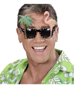 WIDMANN Lunettes Fantaisies Tropicales Avec Flamand Rose Et Palmier -Halloween Soldes Boutique lunettes fantaisies tropicales avec flamand rose et palmier 2