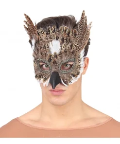 WIDMANN Masque De Hibou En Plumes Pour Adulte -Halloween Soldes Boutique masque de hibou en plumes pour adulte 3