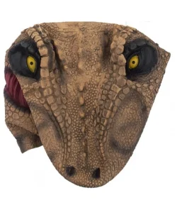 Masque Intégral De Dinosaure Marron En Latex -Halloween Soldes Boutique masque integral de dinosaure marron en latex 1