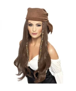 Smiffys Perruque Pirate Femme Avec Bandana, Perles Et Breloques