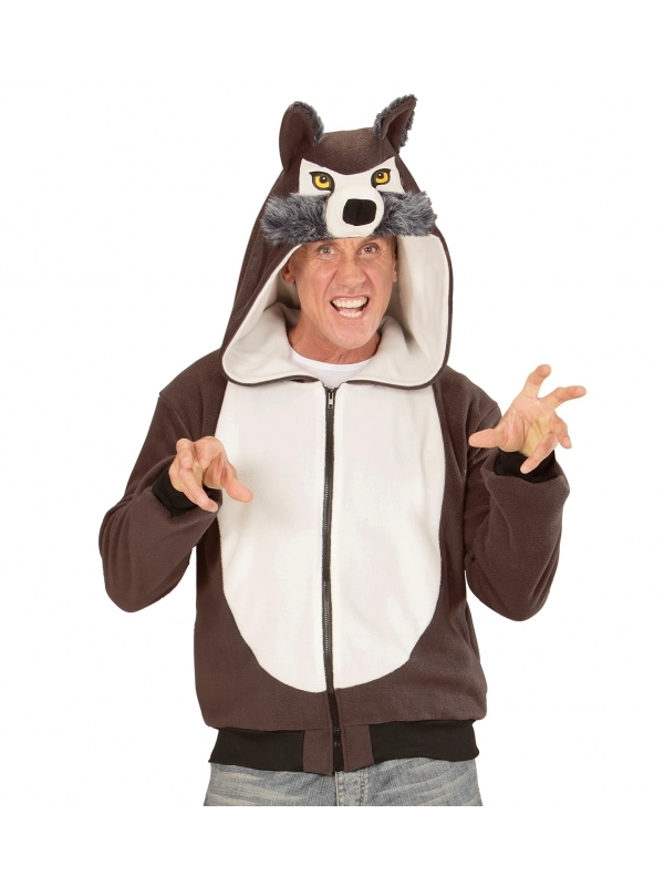 WIDMANN Polaire Avec Capuche Tête De Loup Pour Adulte 2 WIDMANN Polaire Avec Capuche Tête De Loup Pour Adulte – Image 2