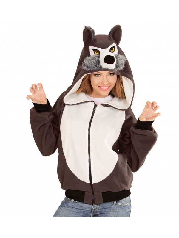 WIDMANN Polaire Avec Capuche Tête De Loup Pour Adulte 4 WIDMANN Polaire Avec Capuche Tête De Loup Pour Adulte – Image 4