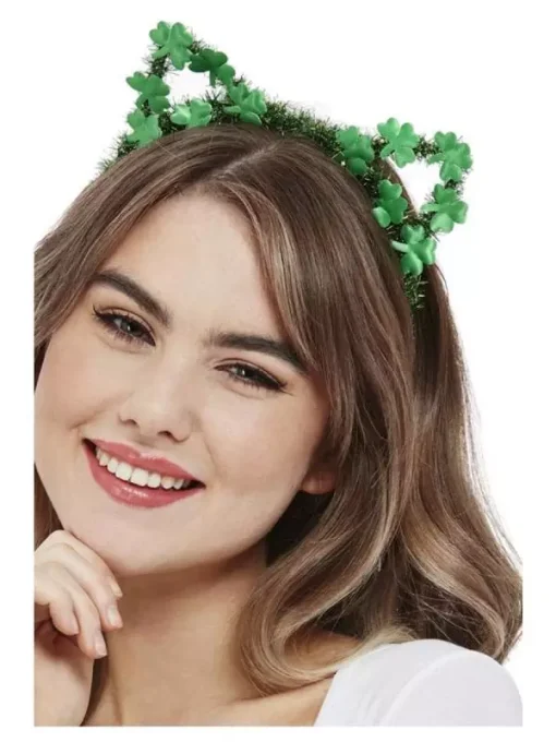 Smiffys Serre-tête Chat, Vert Pailleté - Saint-Patrick -Halloween Soldes Boutique serre tete chat vert paillete saint patrick