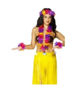 Smiffys Set Hawaïen (collier, Bracelets, Bandeau) -Halloween Soldes Boutique set hawaien collier bracelets bandeau 1