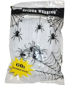 Toile D'araignée 60 Gr Blanche Avec 4 Araignées