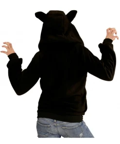 WIDMANN Veste Polaire Avec Capuche Tête De Chat Adulte -Halloween Soldes Boutique veste polaire avec capuche tete de chat adulte 2